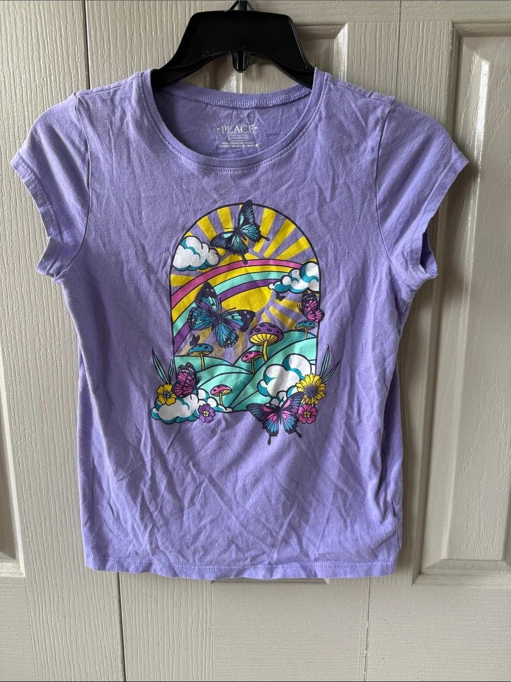 The Children's Place Lavender Butterfly & Rainbow Graphic Tee